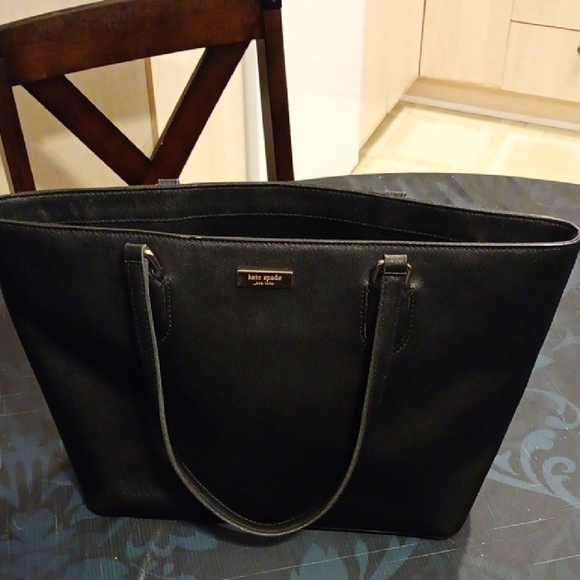 Kate Spade Classic Black Leather Tote - Picture 2 of 12